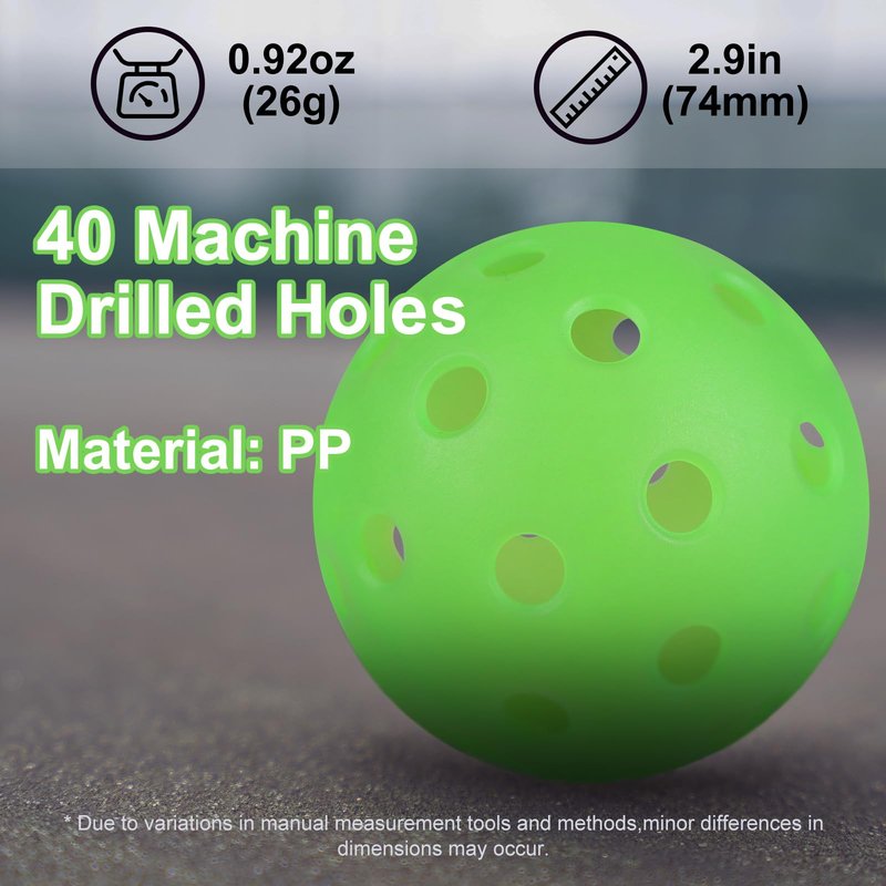 Amoswiz Pickleball Balls, 6 Pack Outdoor Glow in The Dark Pickleballs with Mesh Bag, Luminous Gifts, Light Up Green, High Visibility & Durable for Training