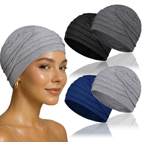 BCHRTOIP 4 Pcs Chemo Headwear for Women, Soft Cancer Headwear Elastic Cancer Hat for Hair Loss