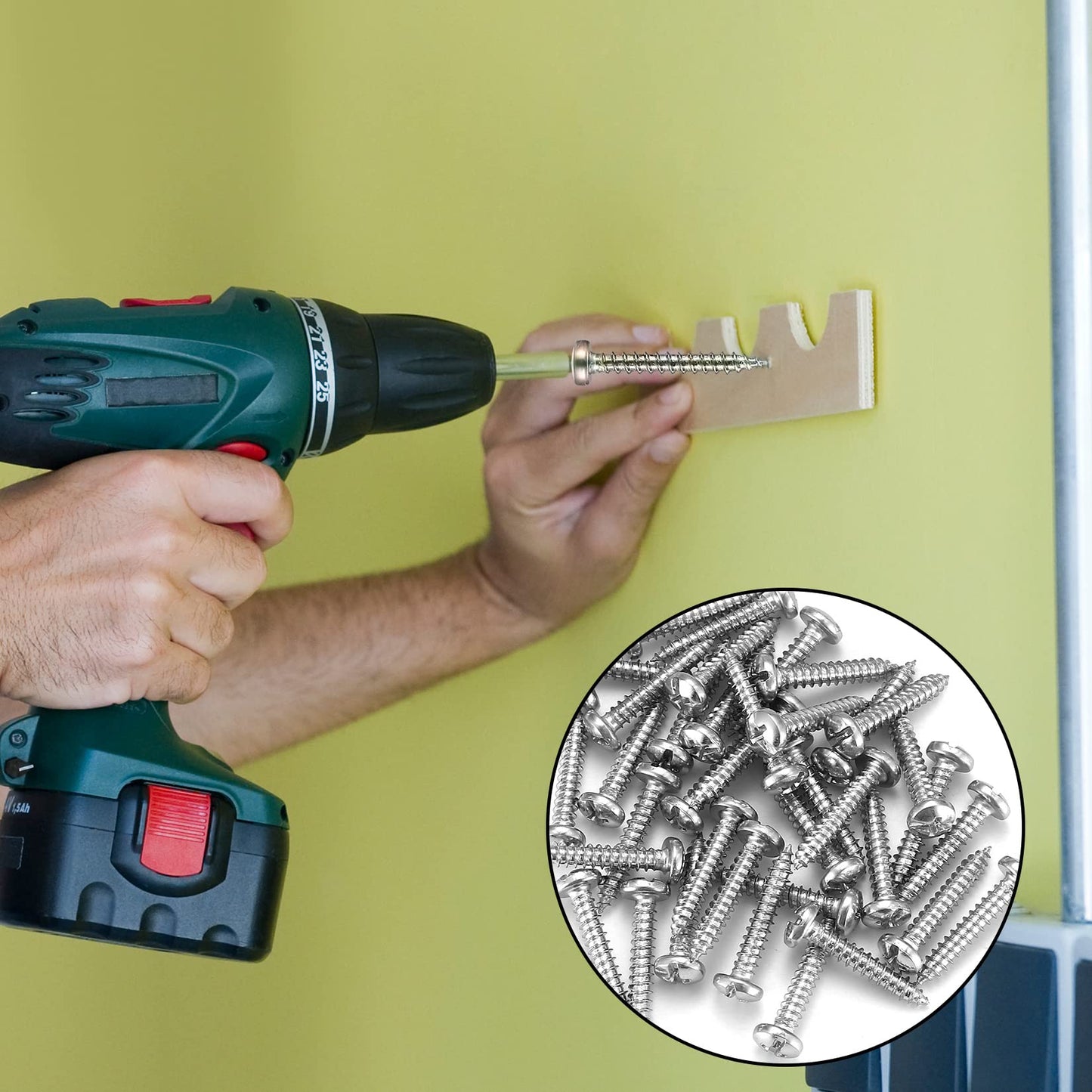 200 Pcs Conical Concrete Wall Anchors and Screws for Drywall, 10# Blue Conical Anchor and Self Tapping Screws, Includes 100 Pcs Drywall Anchors, 100 Pan Head Screw, 1 x Drill Bit (Blue)