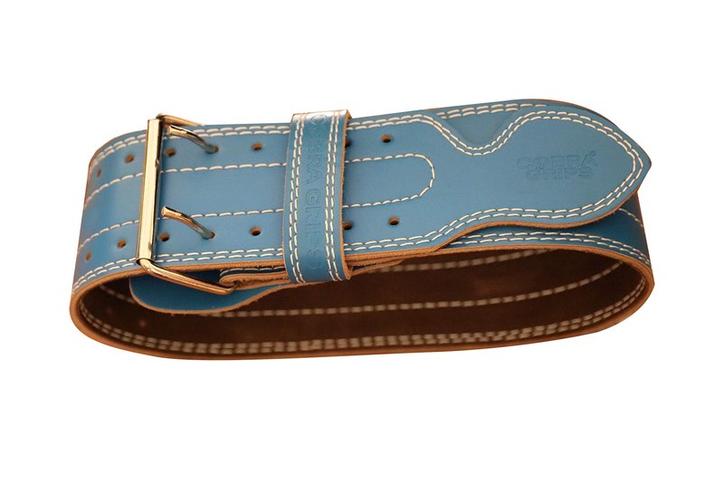 Weight Power Lifting Belt 4” Wide Cobra Grips Best Premium Genuine Leather Belt for Men & Women Adjustable Weightlifting Back Support (Cyanic Blue, Large 36"-44")