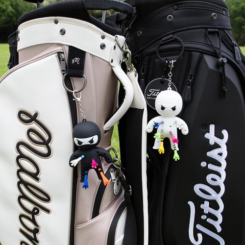 Aliennana Golf Tee Holder, Ninja Portable Funny Golf Tees Holder Keychain Golf Gift Golf Accessories for Men & Women (Black)