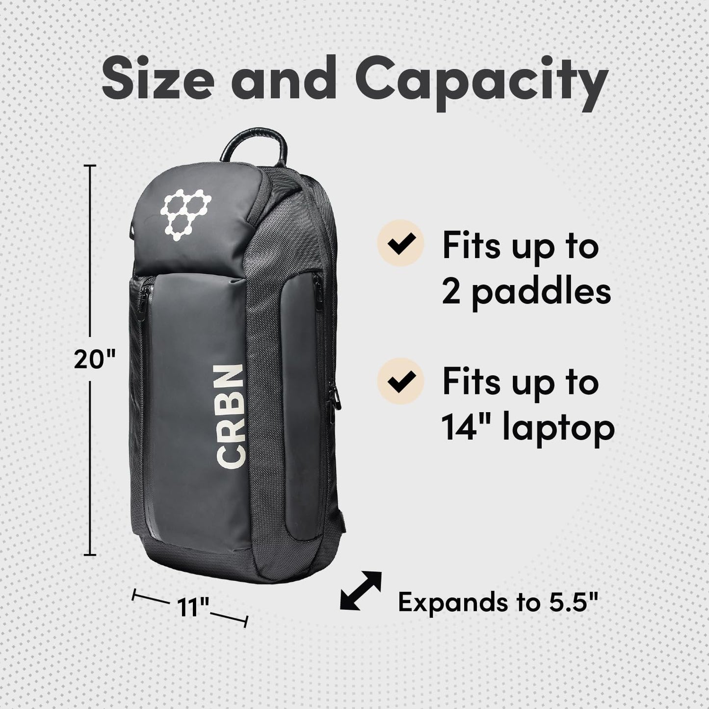 CRBN Pickleball - Sling Bag – Pro Team Water-Resistant Paddle Holder for 3 Paddles, Balls & More (Black)