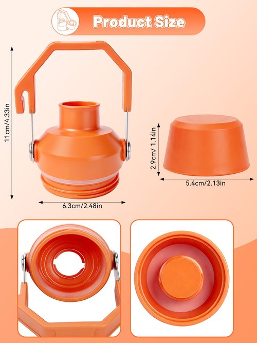 Lid Replacement for Stanley IceFlow Fast Flow Bottle, Top Cover for Stanley IceFlow Fast Flow 16oz 24oz 36oz 50oz, Leakproof Lid with Cap Holder for Travel & Sports, Dishwasher Safe BPA-Free,Orange