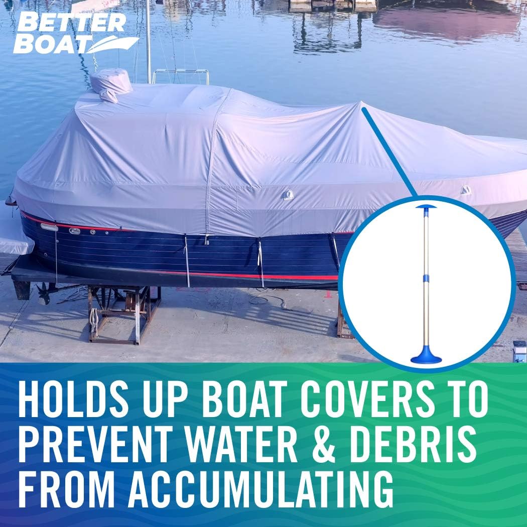 Better Boat Boat Cover Support Poles - Adjustable Twist Lock with Snap & Mushroom Tops | Marine Grade Aluminum, 2 Pack