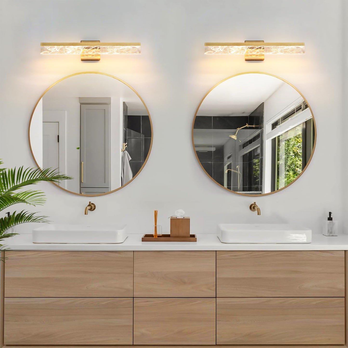 AIJIASI Gold Vanity Light - 24 Inch Modern Bathroom Light Fixture Over Mirror 18W 3000K Warm Lighting Dimmable LED Vanity Lights for Bathroom Restroom Mirror