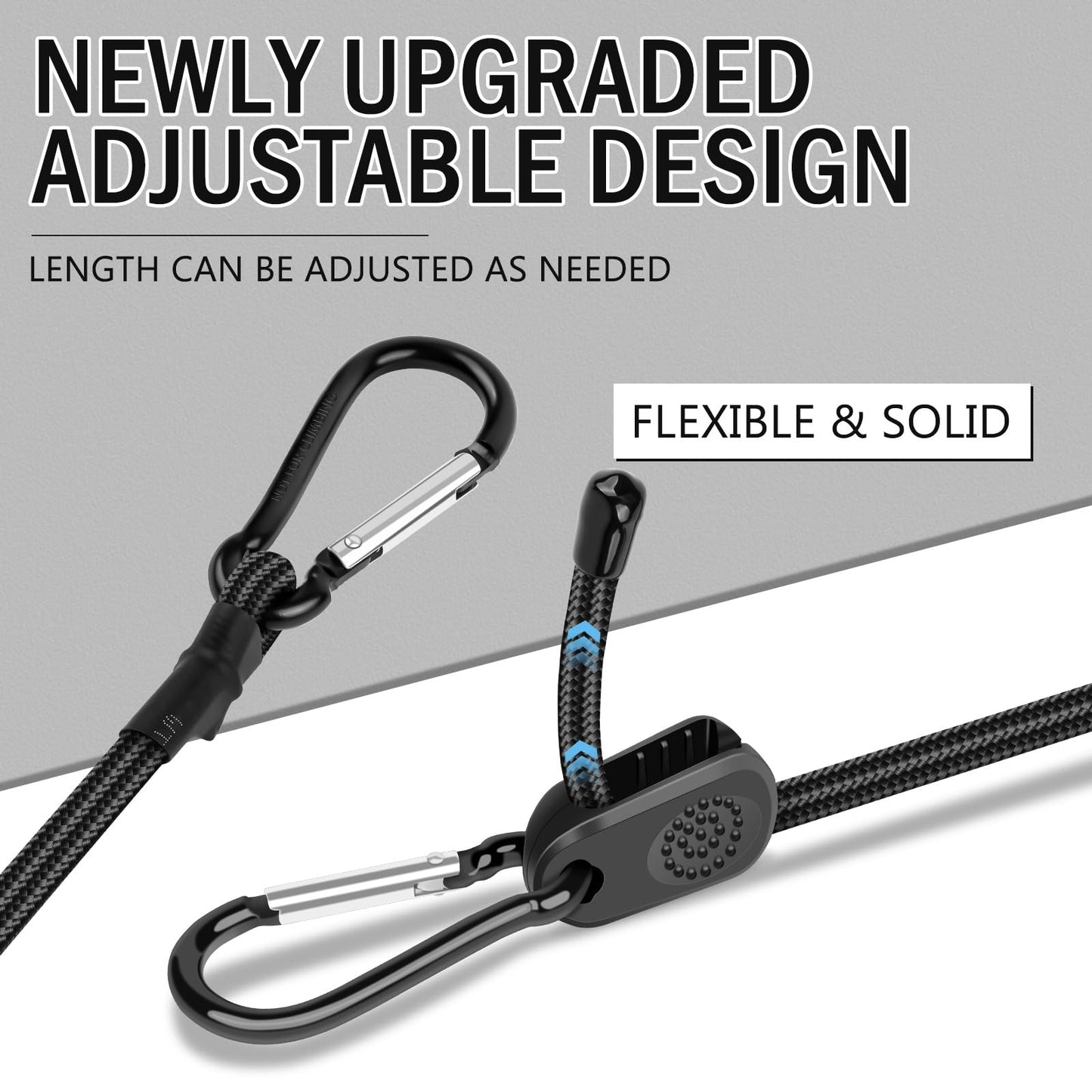 Kinzomor Adjustable Bungee Cords with Hooks 12 Inch, 4 Pcs Adjust from 7" to 12" Carabiner Bungee Cords Heavy Duty Outdoor for Camping, Cargo, Bike,Tarps, Tents, Bike, Luggage, Boats,etc
