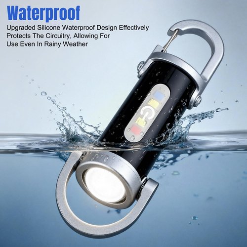 2pcs Portable Rechargeable Bright Keychain Flashlight, Type-C USB Mini LED Light Keychains Flashlight, Phone Charger Keychain 7 Lighting Modes for Camping, Searching, Walking and Hiking