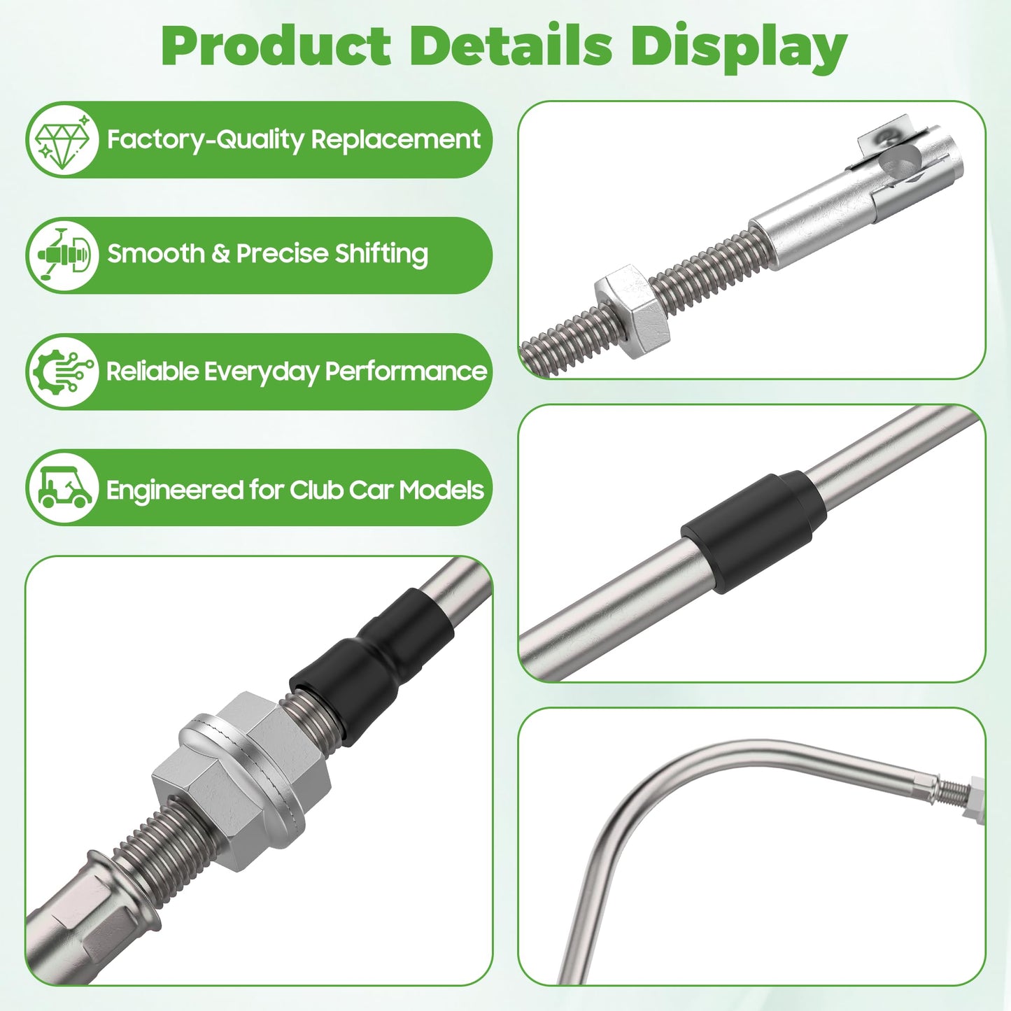10L0L 68.5" Forward Reverse Transmission Shift Cable for Club Car DS 1998-up Gas Golf Cart, Replace OEM 103379501 101951501 101951401