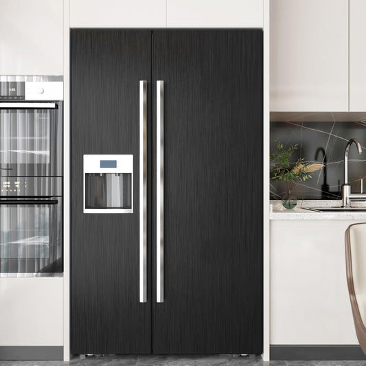 Black Stainless Steel Wallpaper Peel and Stick Backsplash Refrigerator Wrap Metallic Black Contact Paper for Cabinets Countertops Modern Furniture Upgrade Brushed Wallpaper Removable Film 15.75"×78"