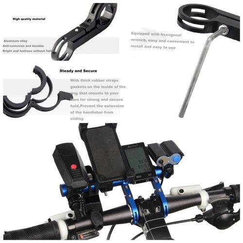 Bike Handlebar Extender,Bike Handlebar Extender with Double Mounting Clamp Bracket,For Bike Mounts,Extender Bars, Headlights,Light Lamp,Bicycle Accessories