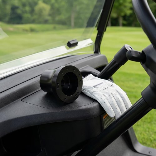 HOGUCAL EZGO Steering Wheel Adapter for Golf Carts Compatible with EZGO TXT RXV Marathon Medalist Golf Cart Accessories Black Golf Cart Steering Wheel Adapter