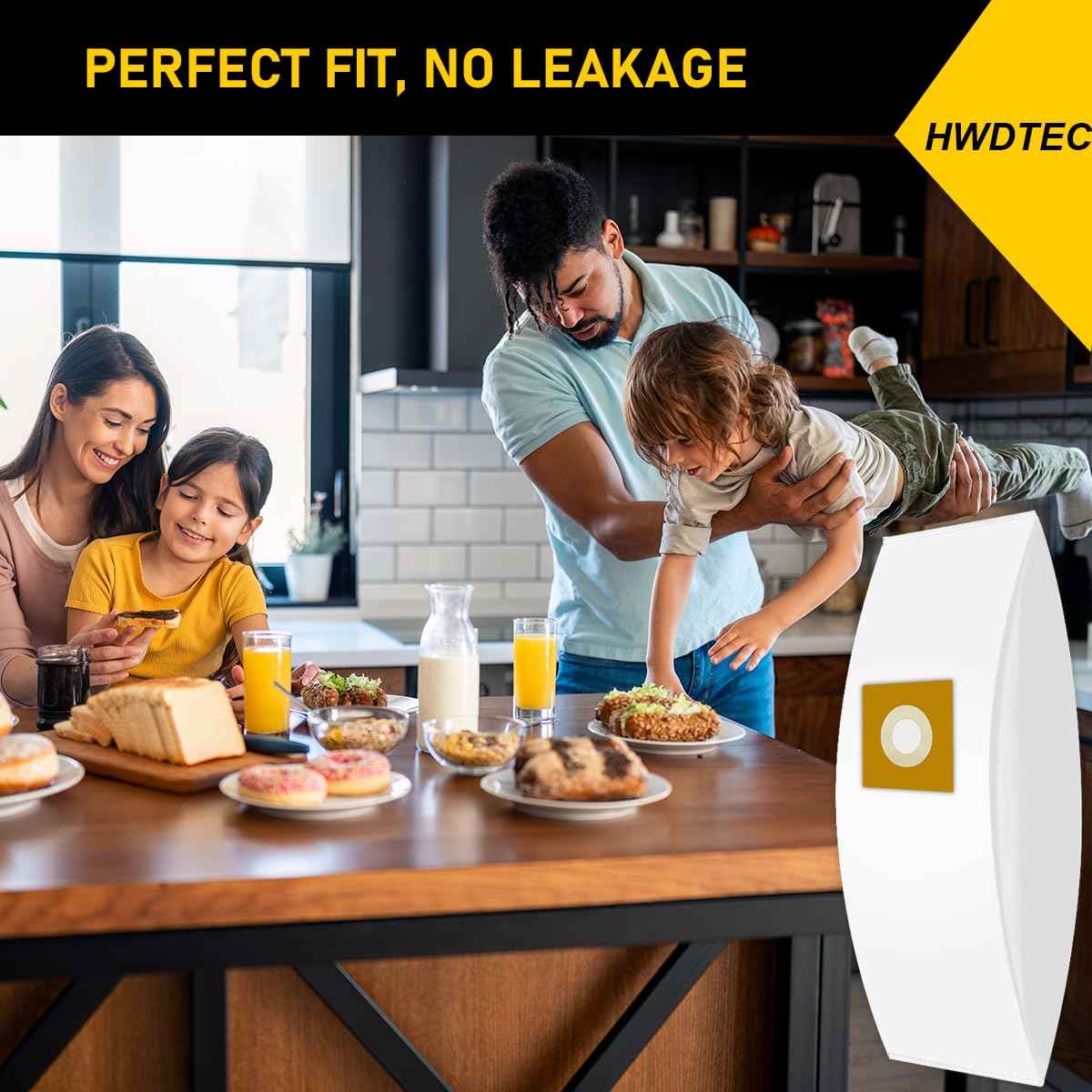 HWDTEC 6 Pack Type Y HEPA Vacuum Bags for Hoover Style Y, Z, YZ WindTunnel Upright Vacuum Cleaners, Replacement Part 4010100Y, AH10040, 902481001, 4010801Y, AH10165