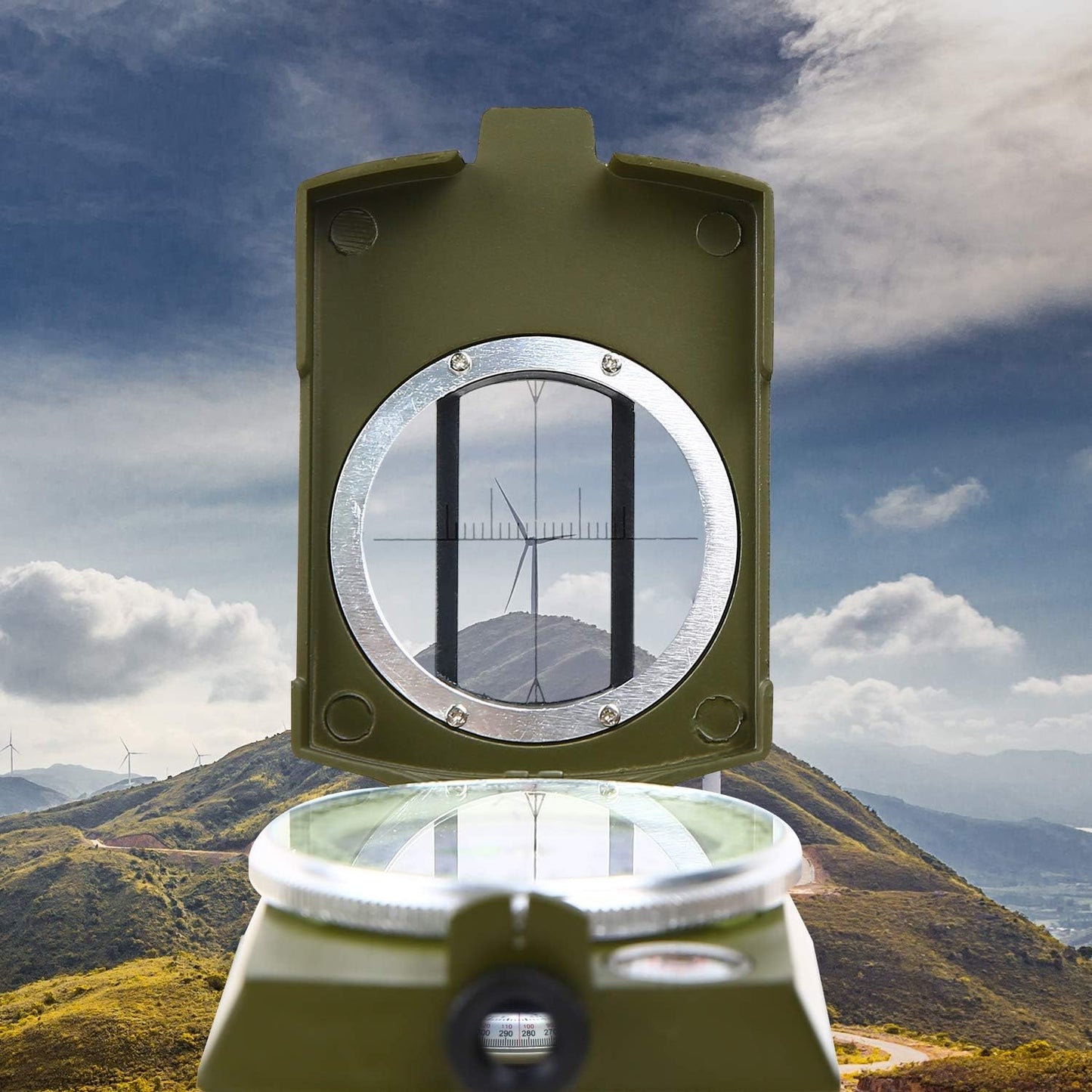Sportneer Multifunctional Compass - Army Green & Black with Inclinometer for Camping & Hiking