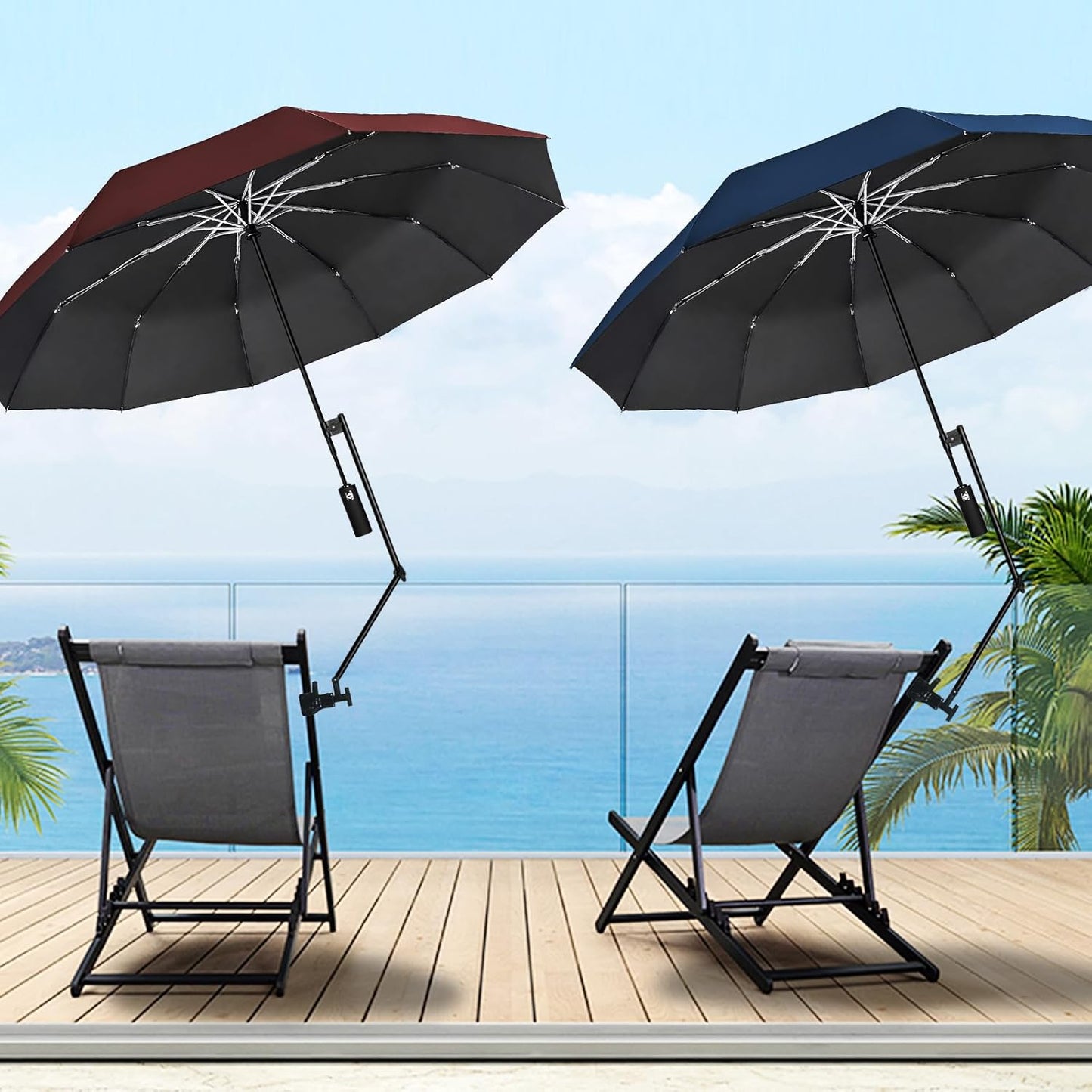 XLINGZA Beach Umbrella - UPF 50+ Protection with Adjustable Universal Clamp - Perfect for Outdoor Use
