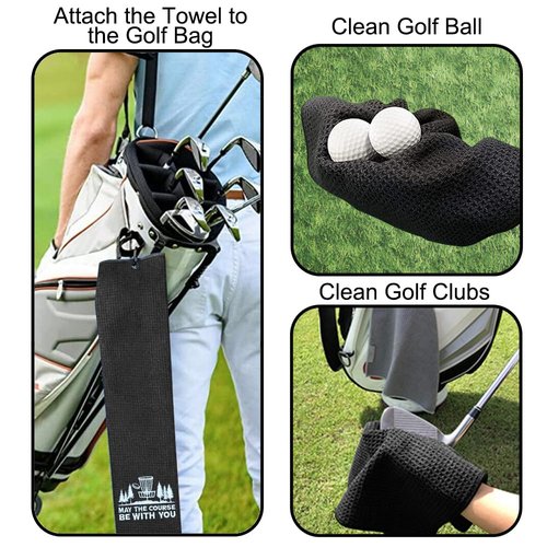 DYJYBMY May The Course Be with You Funny Embroidered Disc Golf Towels for Golf Bags with Clip, Golfclub Gifts for Men Women, Funny Disc Golf Gifts for Men Women Disc Golf Fan Disc Golf Lovers