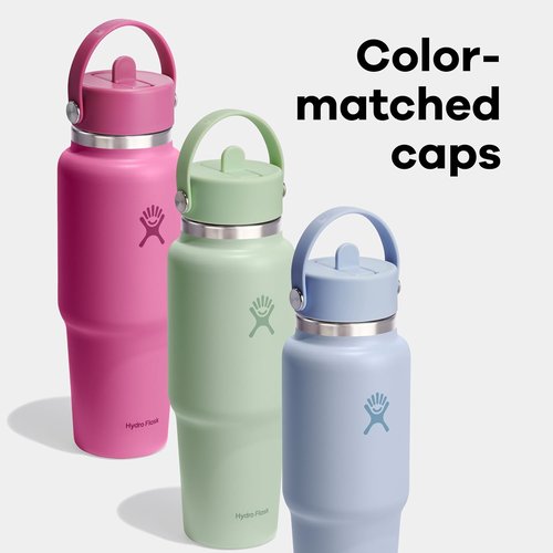 Hydro Flask Travel Water Bottle - Insulated Stainless Steel - Leakproof Wide Straw Lid | 24 Oz Agave Green