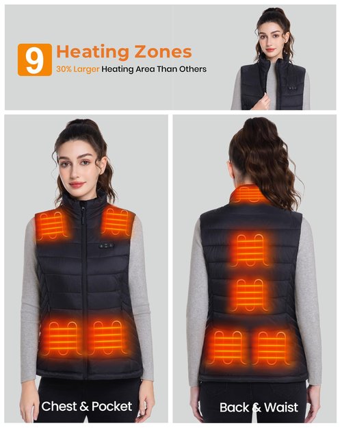 Evonicc Heated Vest for Women, Warming Women's Heated Vest with 7.4V 16000mAh Battery Pack, Electric Heating Vests for Cycling Skiing