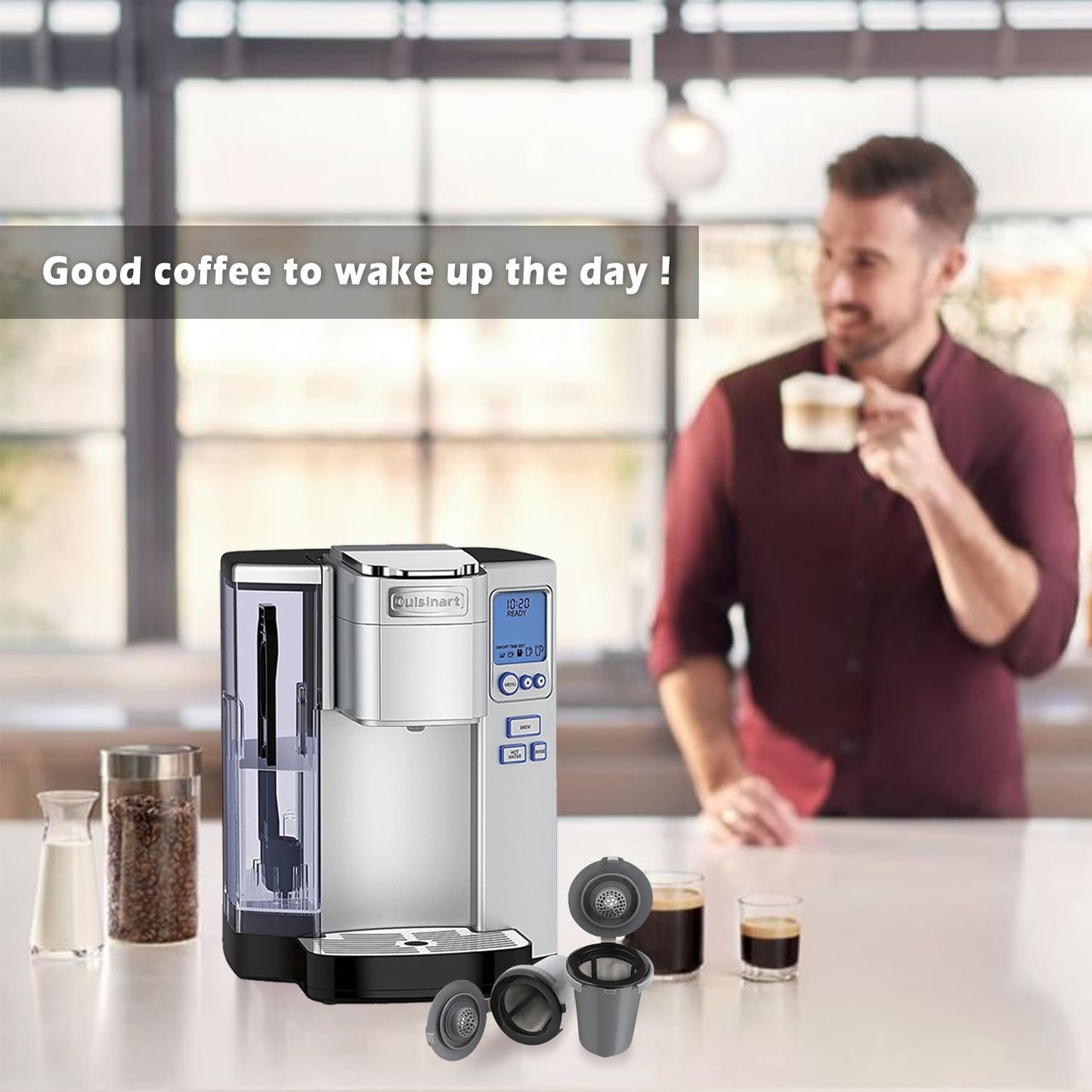 Reusable Filter Cup for Cuisinart，Compatible with SS-RFC Single Serve Brewer Coffe Maker (1 Pack with 2 Mesh Filters)