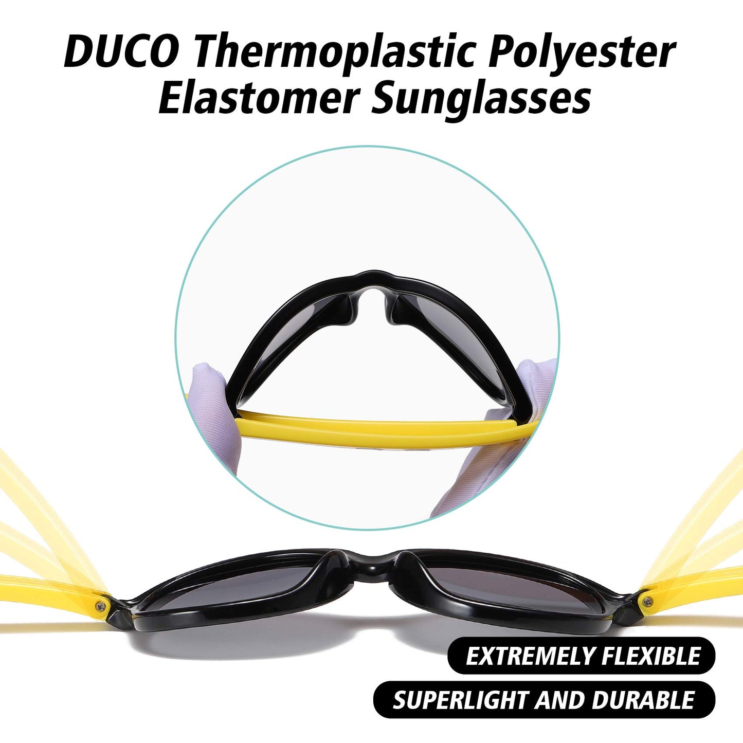 DUCO Cute Polarized Kids Sunglasses for Girls Boys Flexible Children Shades UV Protection Age 6-10 K018