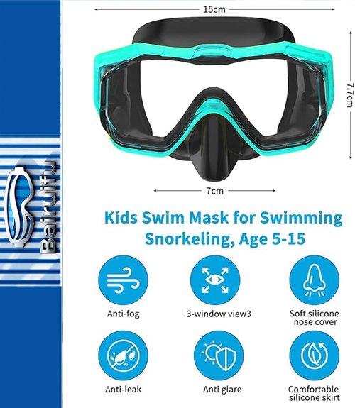 Bairuifu Kids Swim Goggles - 3-Window Lens for Wide Vision & Crystal Clear Clarity | Soft Nose Cover