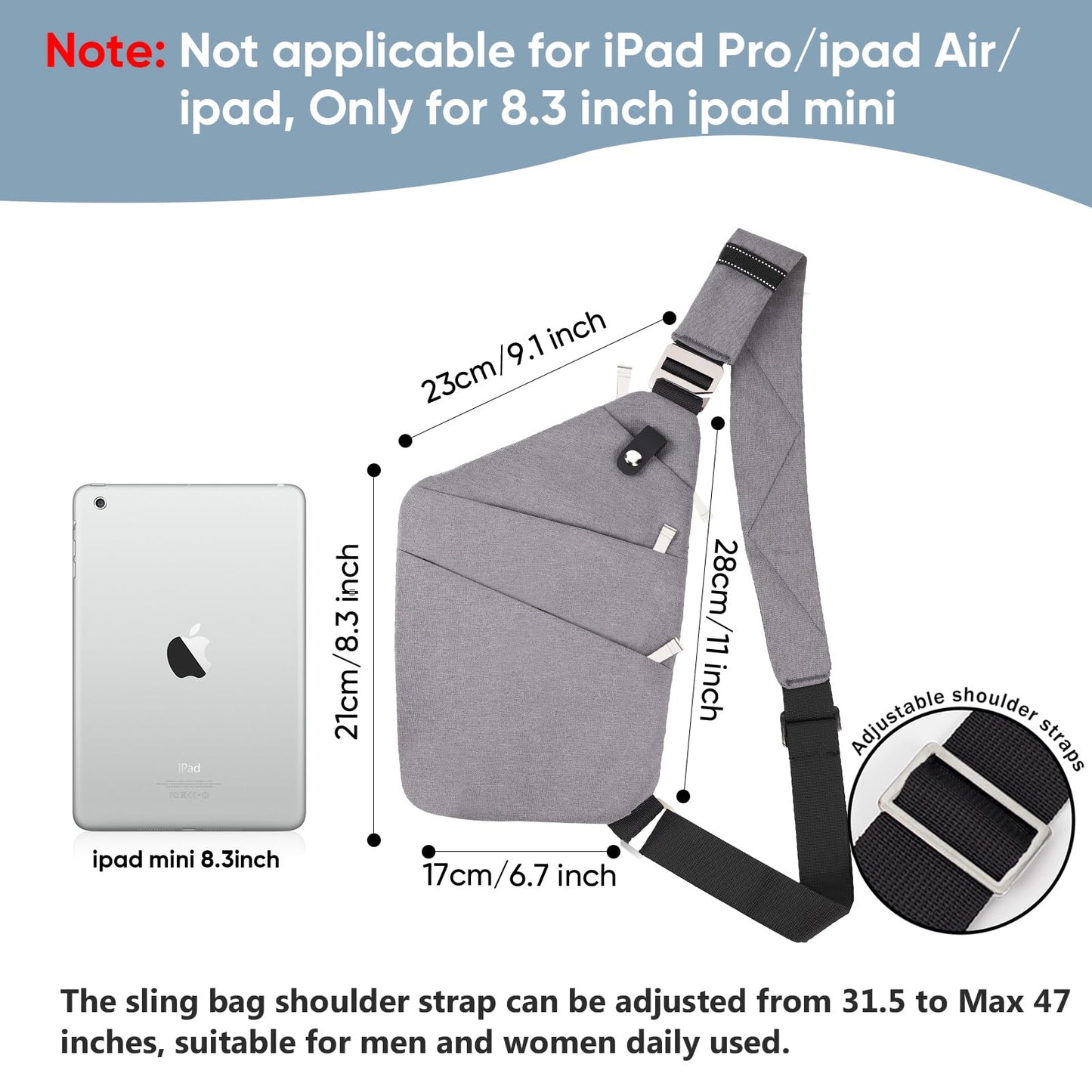 VADOO Sling Bag for Men and Women, Anti theft Crossbody Bag Lightweight Shoulder Chest Bag for Travel Gym Running
