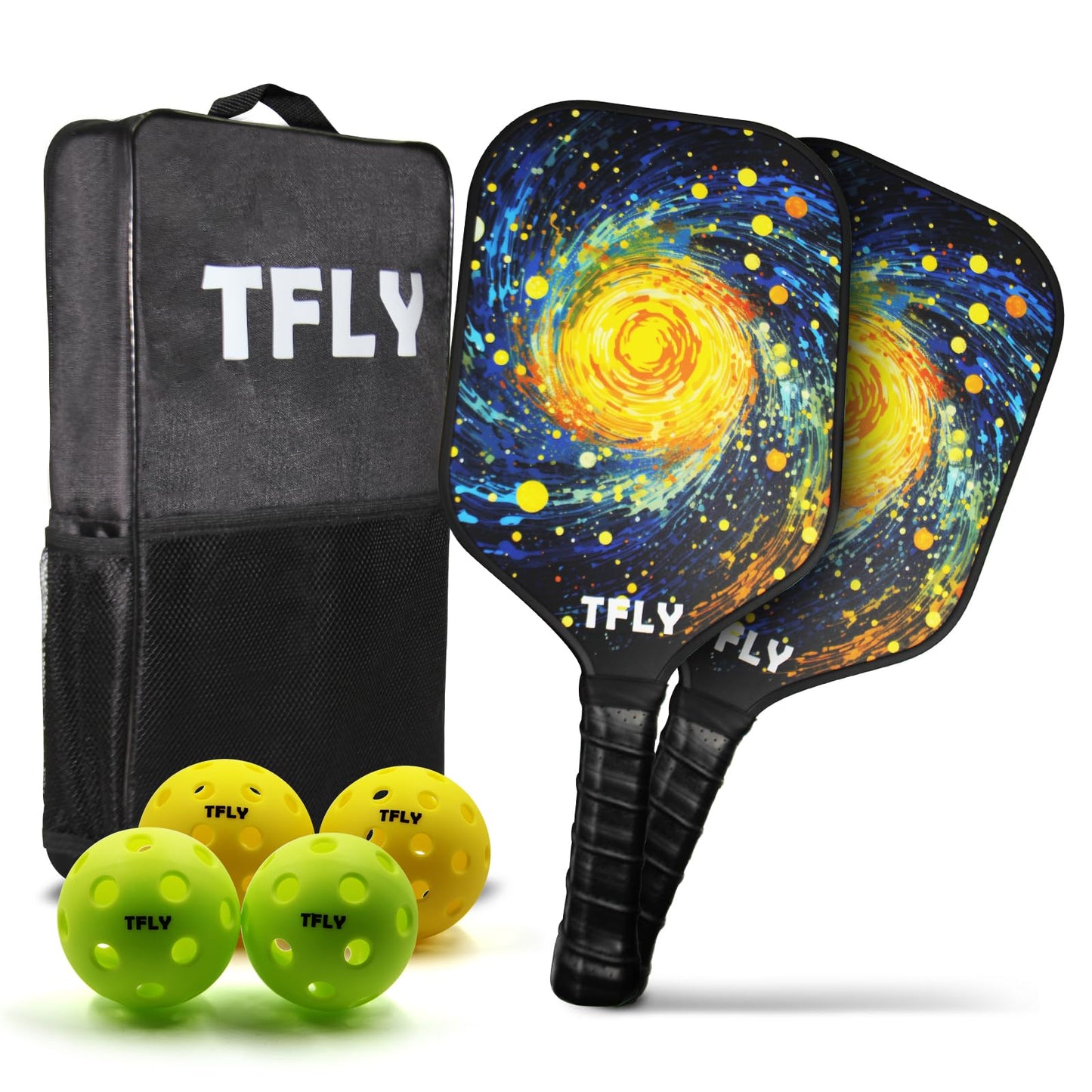 Pickleball Paddles Set of 2, USAPA Approved Lightweight Fiberglass Surface Pickleball Paddles with 4 Balls,Includes Pickleball Carry Bag for Adults, All Skill Levels Indoor & Outdoor