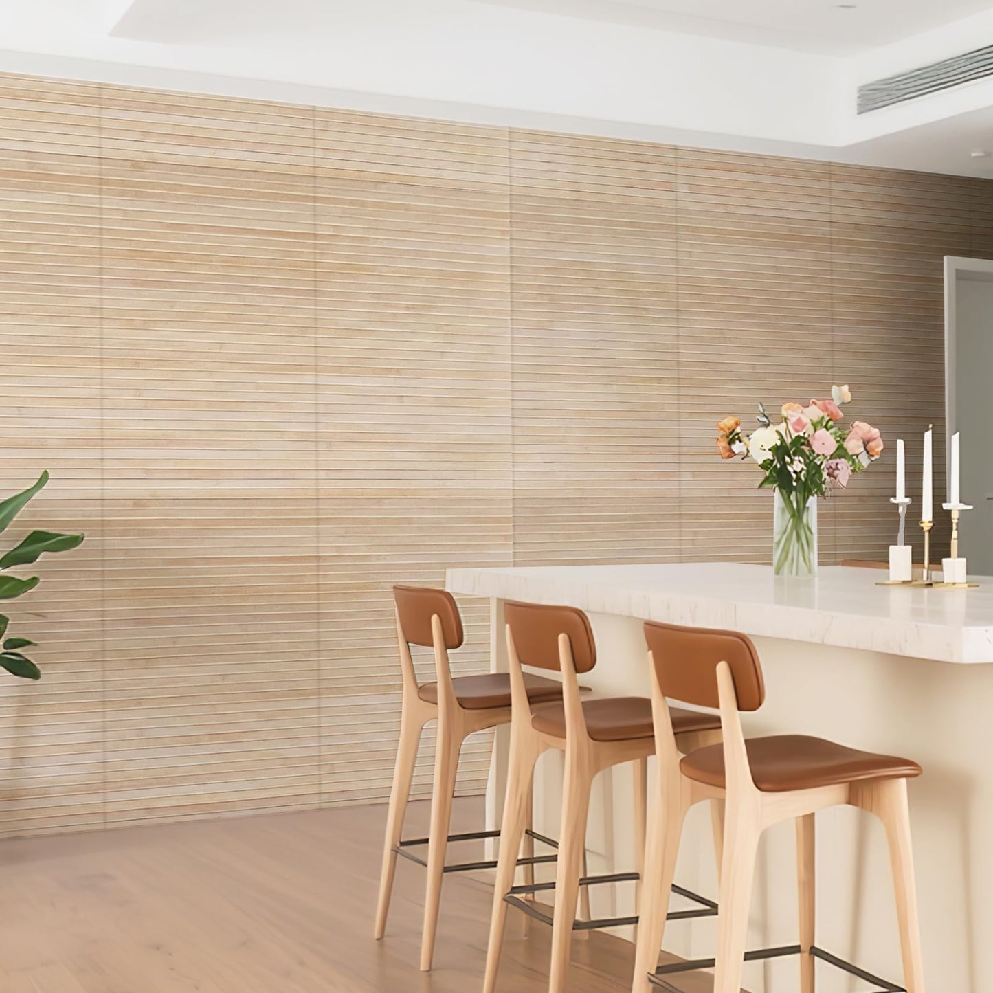 AMZDEPOT Natural Bamboo Wall Panel for Interior Wall Decor, Renewable Pole Wrap Wainscoting Paneling for Wall Ceiling Furniture Cabinet Office, 12 x 96 Inch, Carbonized