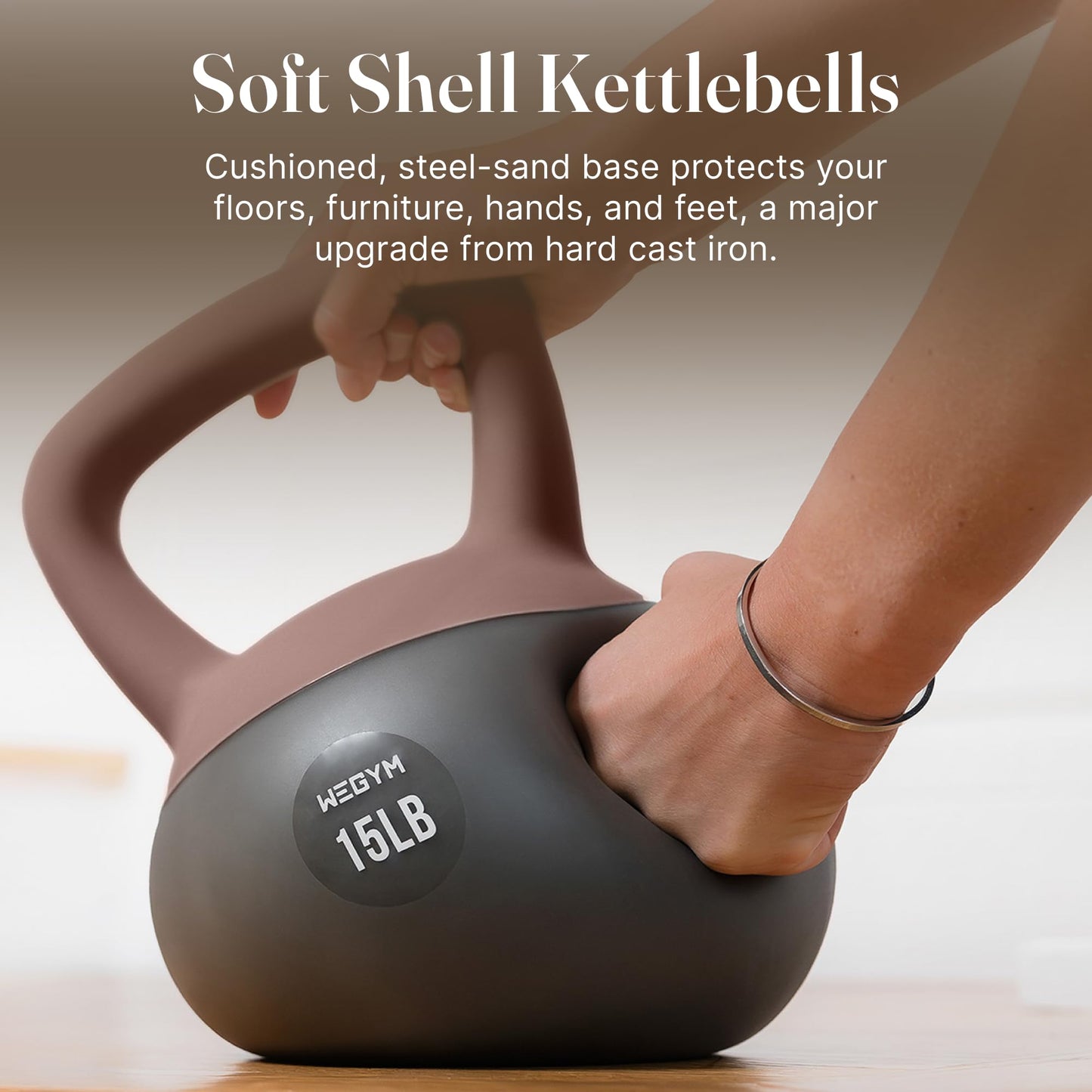WeGym Soft Kettlebell with Cushioned Impact Resistant Base, Anti Slip Wide Grip Handle for Home Workouts, Weightlifting, Full Body Training (10+15+20LB - 3 Pcs Mix)