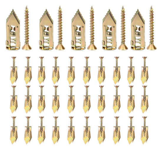 FNLGTN Self-Drilling Drywall Anchors and Screws Kit, 100 Pieces, 50 Metal Anchors & 50 Screws, No-Drill Installation (100pcs 0.47X1.18)