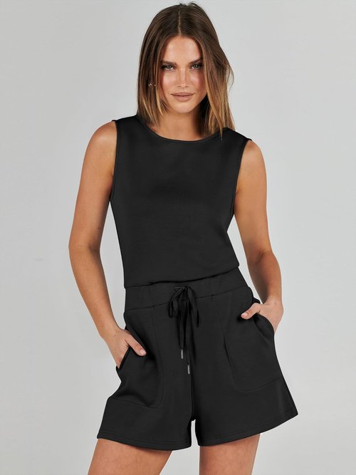 ANRABESS Women's Sleeveless Romper - Trendy Summer Jumpsuit for Beach Vacations | Casual One-Piece Outfit