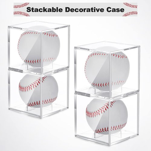 Baseball Display Case by [Brand Name] - 18 Pcs Clear UV Protected Acrylic Cube Box for Official Size Balls