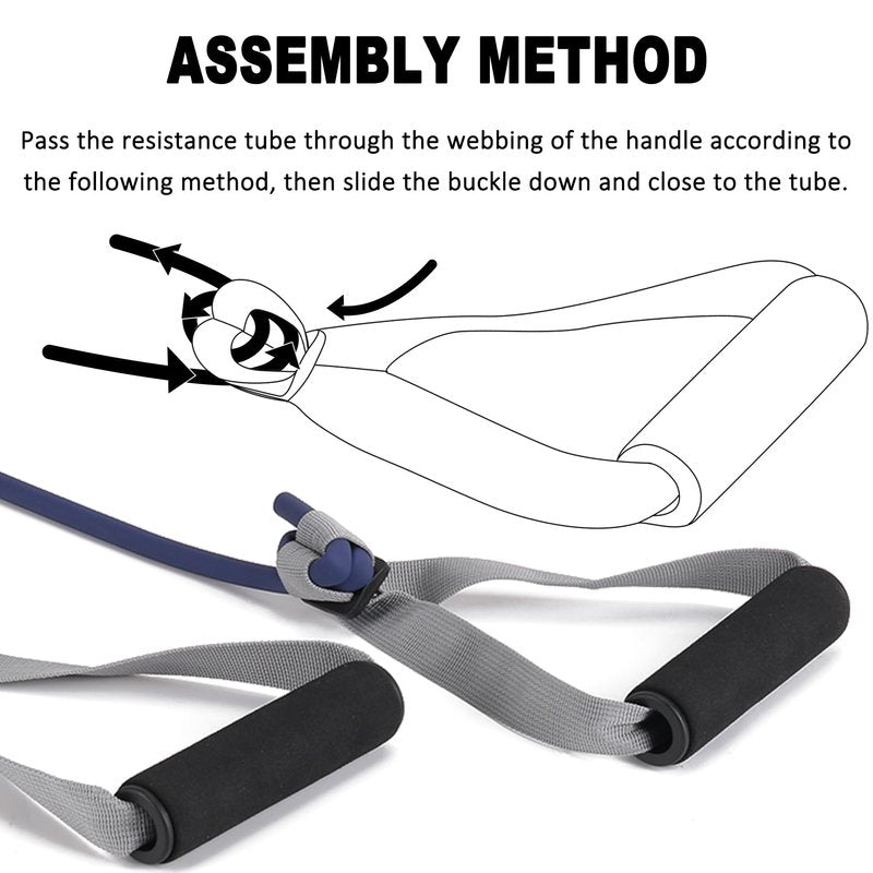 Exercise Bands Set with Handles - Latex Free Resistance Bands for Stretching, Workout, Rehab, Yoga, Pilates, Gym, Home Exercise