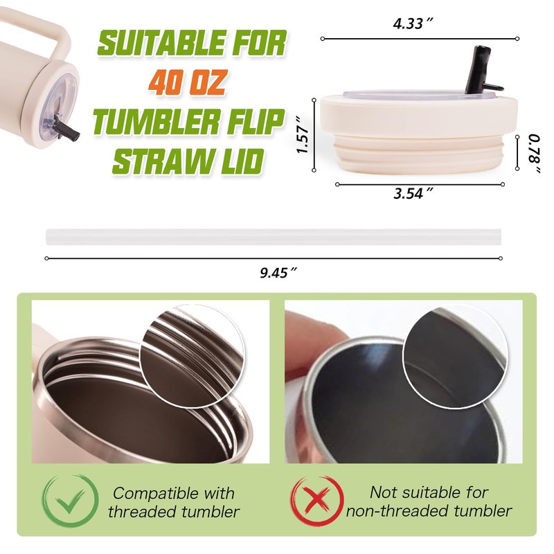 40 oz Stanley Lid Replacement, Stanley Leak Proof Lid No Spill with Stanley Flip Straw Tumbler for Stanley ProTour, Detachable Reusable Tumbler Top Compatible with Accessories (White)