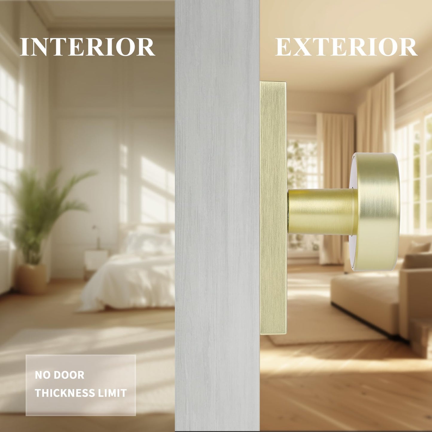 HIEMEY 4 Pack Satin Brass Dummy Door Knob Interior for Closet and Bifold, Gold Dummy Door Knobs