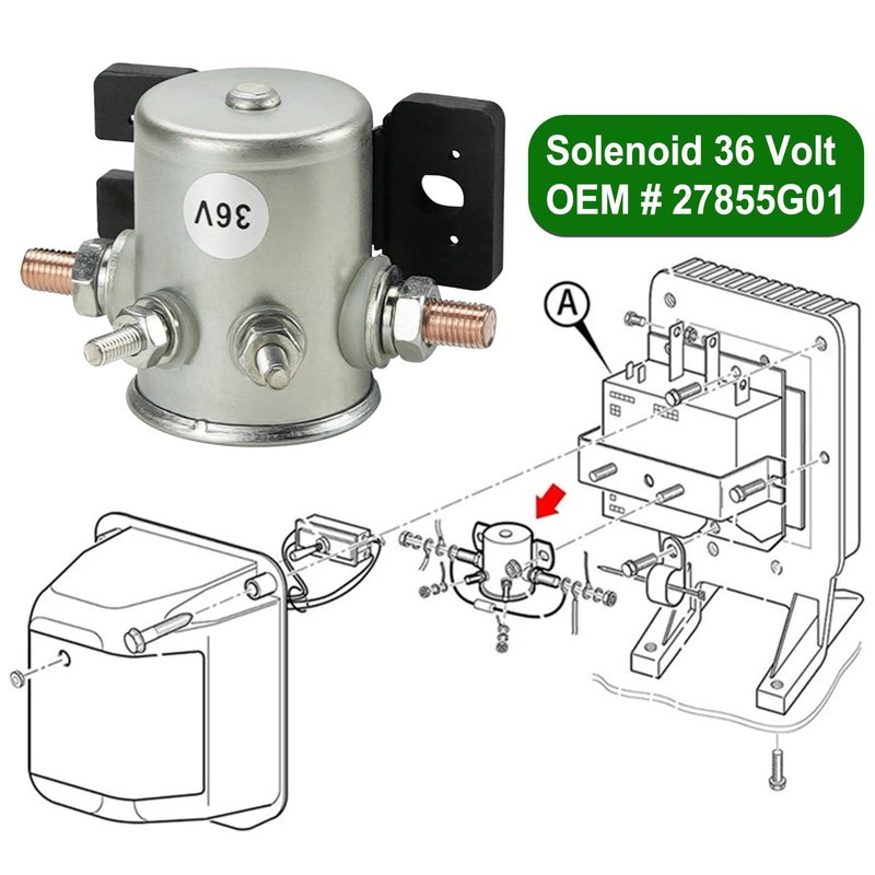 70 Series 36 Volt 4 Terminal Continuous Duty Solenoid with Resistor & Diode Kit Replacement for E-Z-G-O TXT Marathon Electric Golf Cart Model 27855G01 11761G1 27855G02