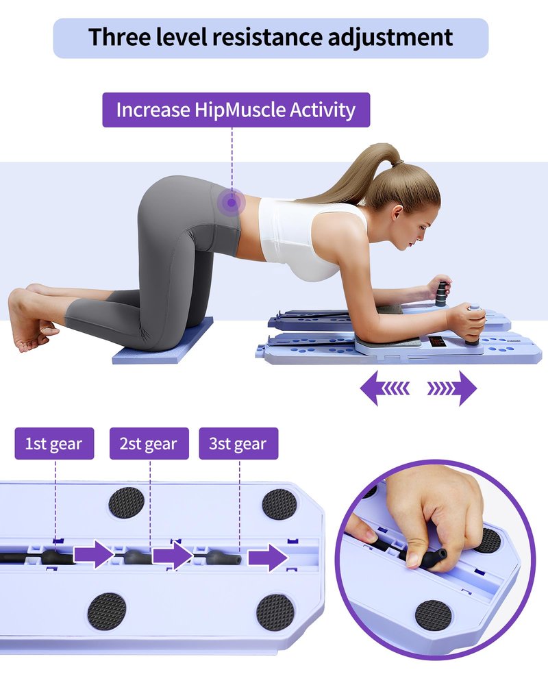 Pilates Reformer Board for Home, 12-in-1 Split Portable Pilates Machine with Ski Simulator & Digital Timer | Home Workout Equipment Kit for Full Body, Abs, Glutes, Balance Training