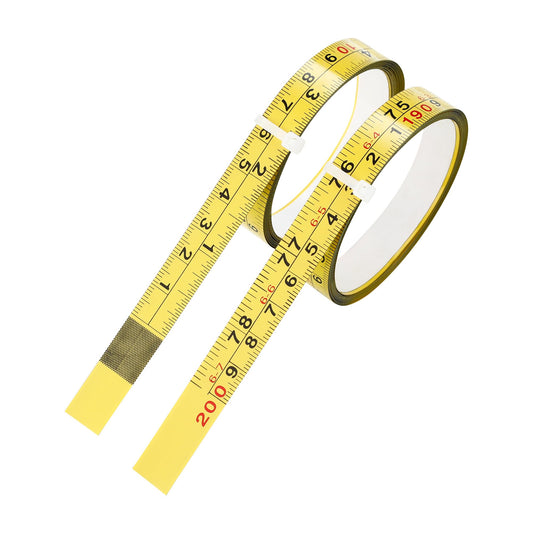 2 Packs Steel Self-Adhesive Measuring Tape, Right to Left Reading 200cm or 78-Inch Imperial and Metric Ruler Tape, 1/2-Inch Peel and Stick Tape Measure for Woodworking, Saw, Drafting Table, Yellow