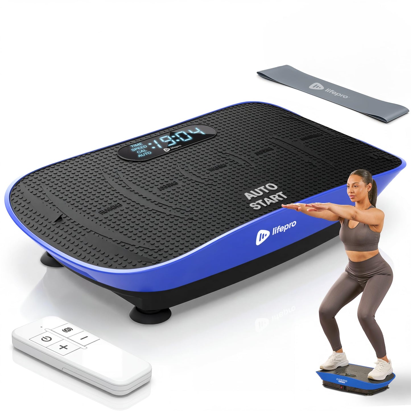 Lifepro CosmoPlate Vibration Plate Exercise Machine — Body-Sensing Auto Mode, Bluetooth Speaker Oscillating Vibrating Platform with Yoga Band — Whole Body Vibration Plate for Lymphatic Drainage
