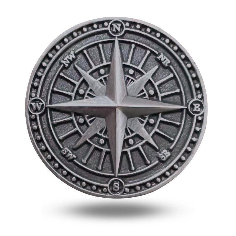 Full Metal Markers Nautical Compass Unique Magnetic Metal Golf Ball Marker Accessory with Hat Clip for Men and Women (1 Ball Marker + 1 Hat Clip)