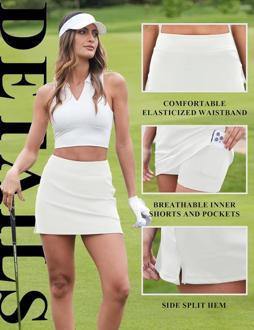 DLOODA Women's High-Waisted Tennis Skort - Athletic Mini Golf Skirt with Pocket for Summer Workouts