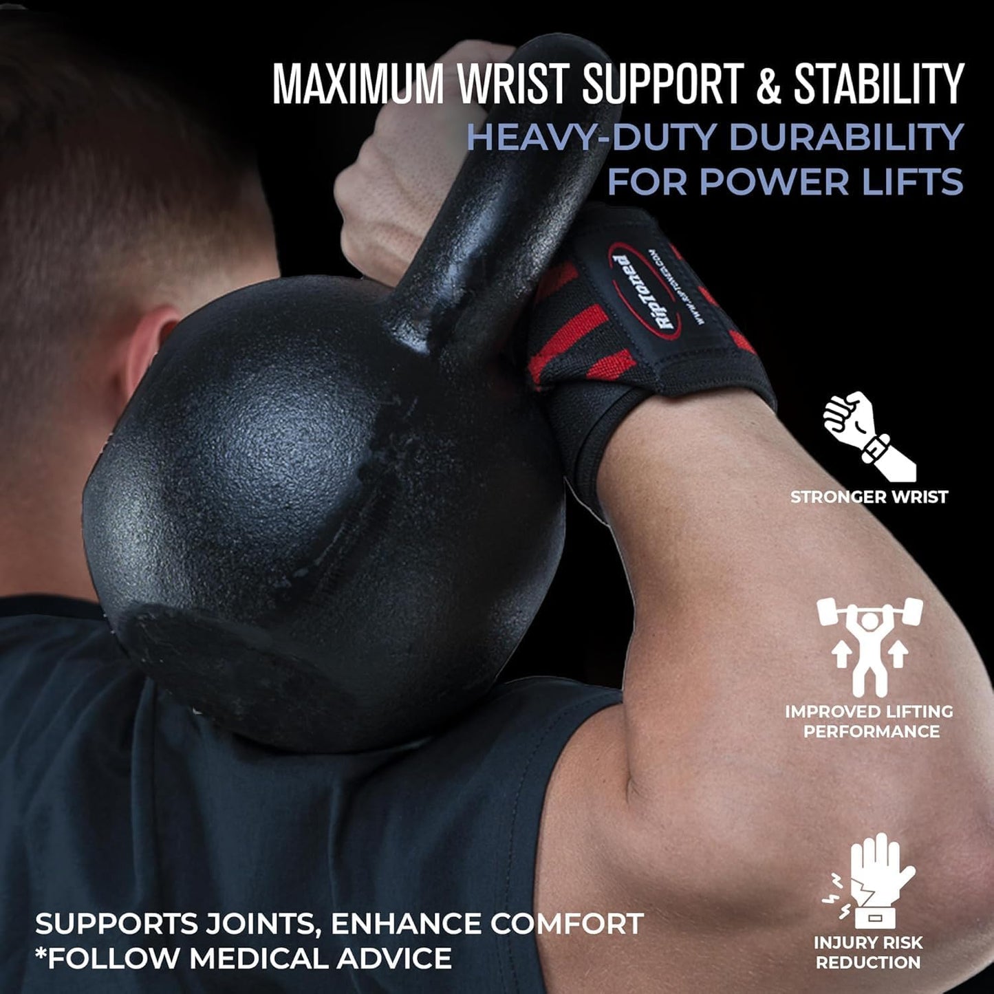 Rip Toned Wrist Wraps - USPA & USAPL Approved 18" Weightlifting Straps | Adjustable, Durable Support for Men & Women