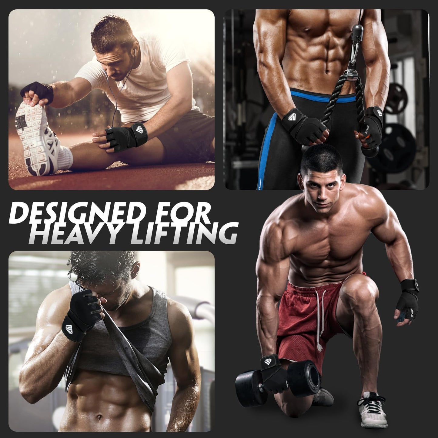 HTZPLOO Workout Gloves Gym Gloves Weight Lifting Gloves for Men Women with Full Palm Pad,Strong Wrist Wraps Support,Enhanced Grip,for Fitness,Training,Weightlifting,Exercise