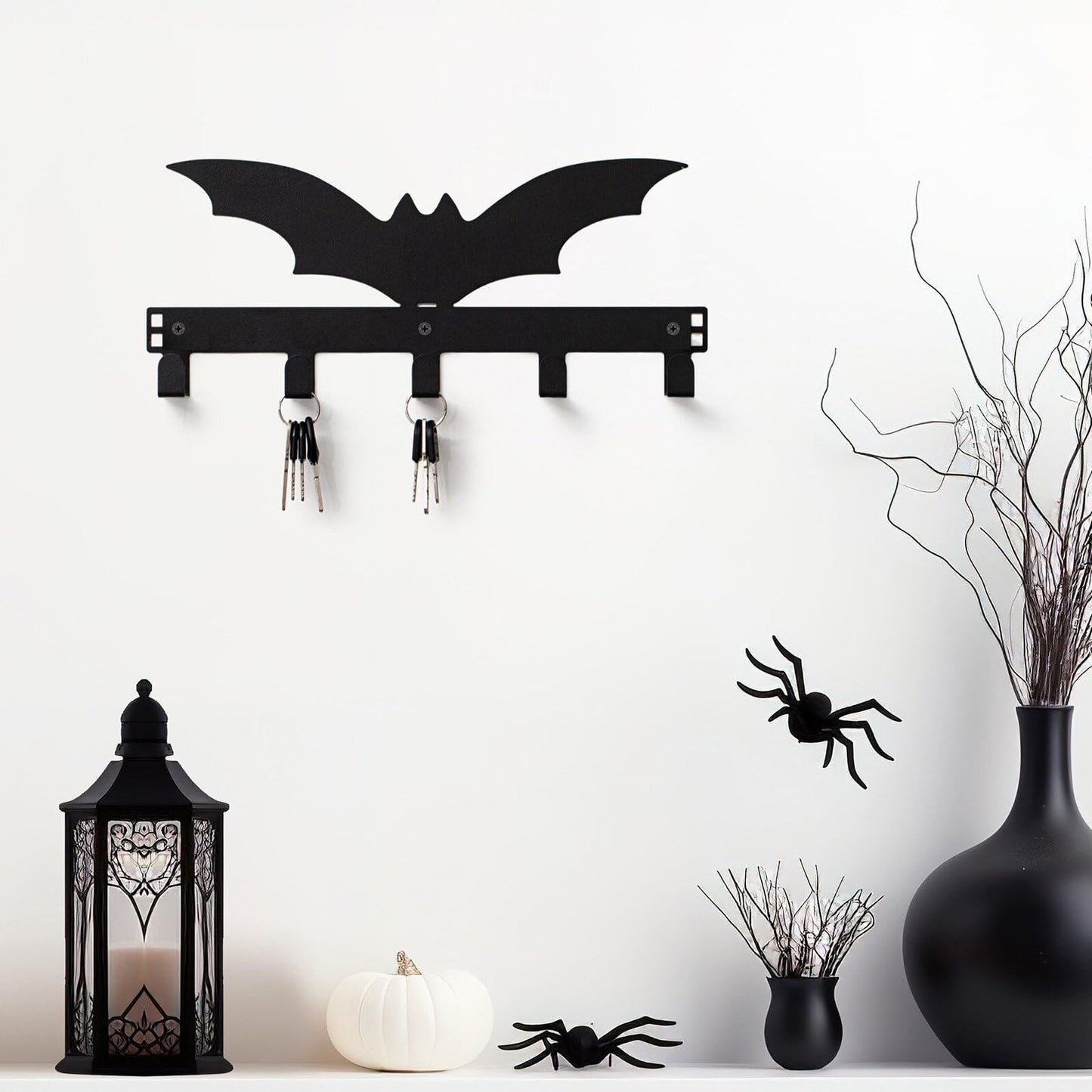 Reallnaive Bat Over The Door Hooks Halloween Gothic Bathroom Decor Hanger Wall Mount Rack Holder for Towel, Hat, Coat, Cloth, Keychain, Bag, Home Organizer