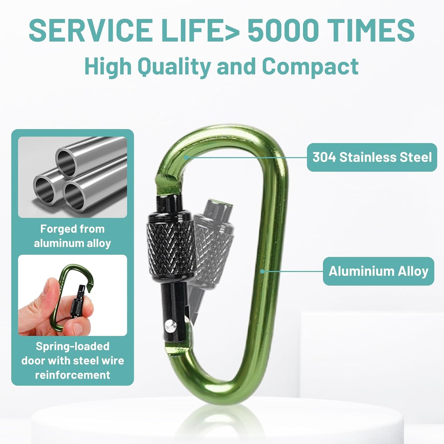 Skiennix Multi-Pack Aluminum Carabiner Clips - Ultra-Light Spring & Locking for Keys, Hiking, Outdoor Use