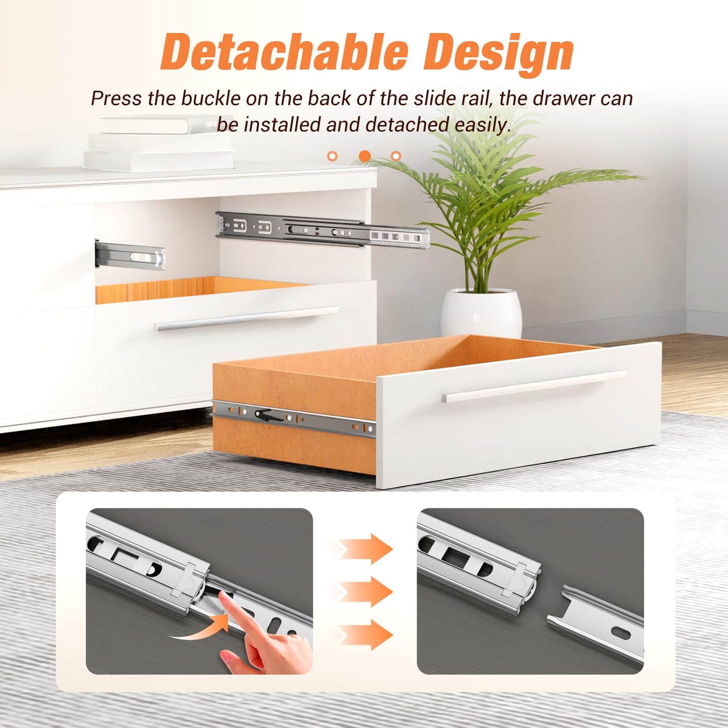 REGUDA Drawer Slides Ball Bearing 3 Folds Full Extension Side Mount Cabinet Runners Glides Rails Track 100 Lbs Load 10 12 14 16 18 20 22 24 Inch Silver (1 Pair (Silver), 12 inch)