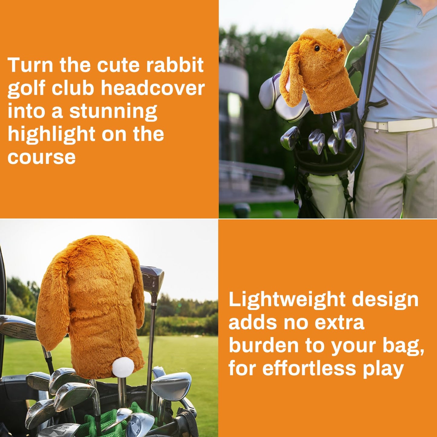 Funny Rabbit Golf Club Covers Animal Golf Club Head Covers Plush Driver Headcover Fits 460cc Driver Golf Accessories