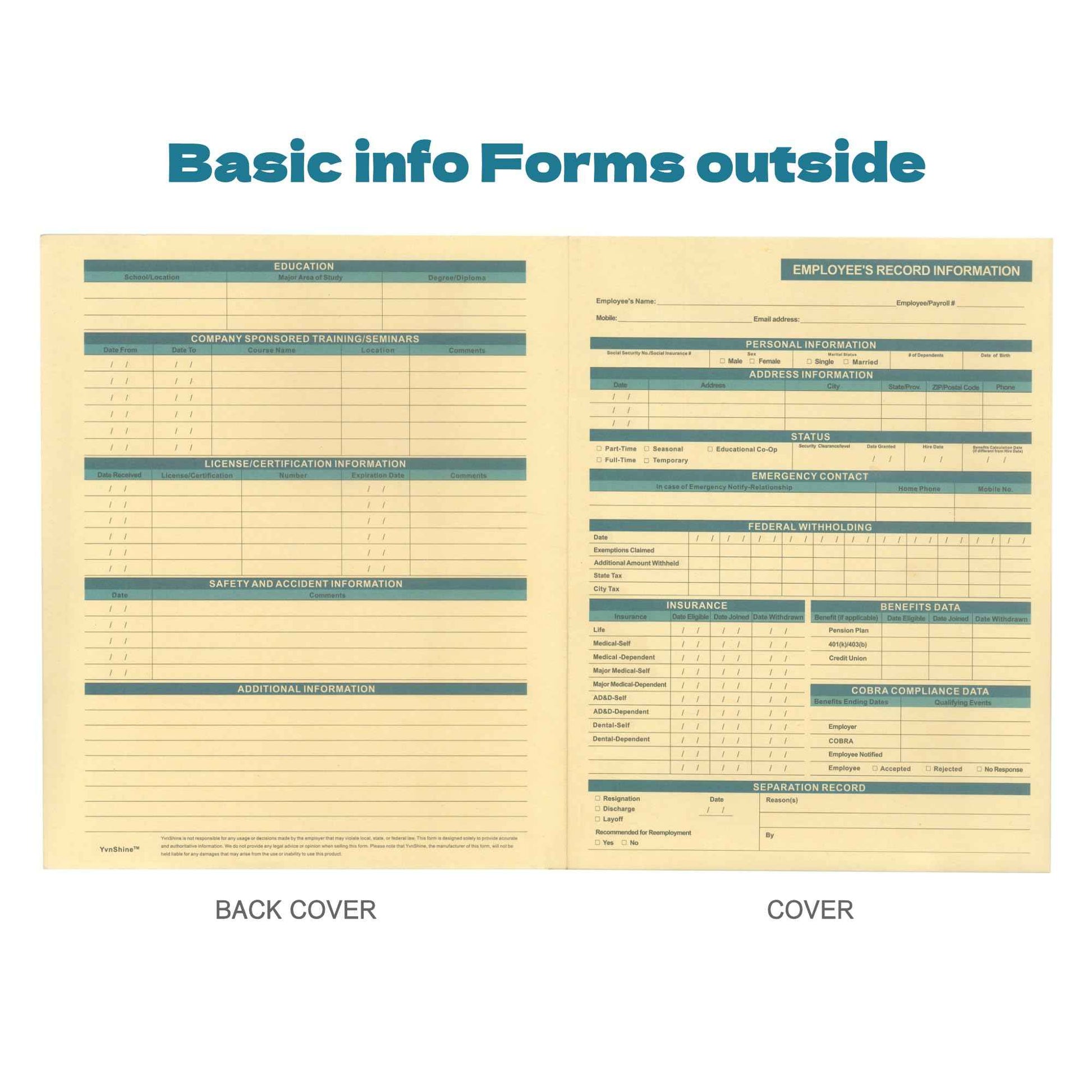 YvnShine Confidential Employee Folders with Internal Pocket, High Capacity HR Folders for Personnel Records, Durable HR Filing System for Office Organization, 25-Pack (Manila)