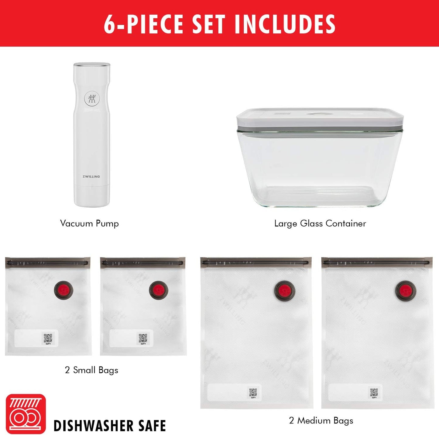 ZWILLING Fresh & Save Vacuum Sealer Machine - Airtight Food Storage Containers & Sous Vide Bags Set