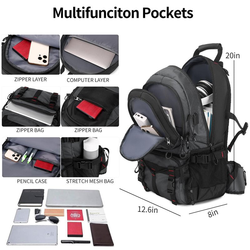Nerlion 40L Hiking Backpack Travel Backpack for Men Women Camping Waterproof Outdoor Hiking Daypack Lightweight Backpack (Dark Gray)