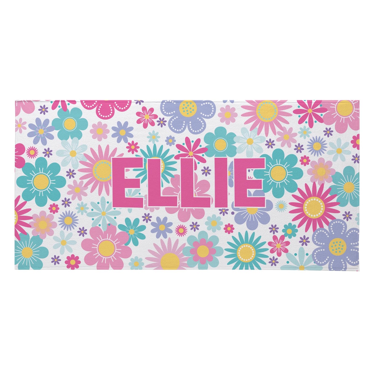Let's Make Memories Personalized Beach Towel - Vacation Gear - for Beach, Pool, Camp, Vacation - Customize with Name - Standard Size - Flowers